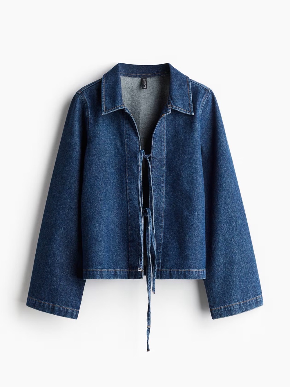 H&M Dark Blue Denim Tie-Front Jacket